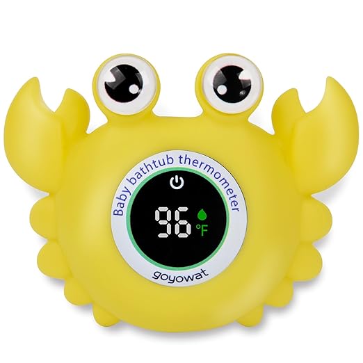 Baby Bath Thermometer Crab Toy - Digital Floating Water Thermometer with LED Display & Color Alerts for Infants, Cute Bath Tub Sensor & Safe Bath Time Essential Toy