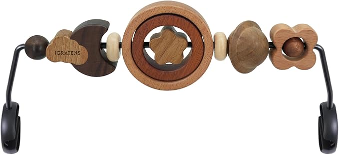 iGRATENS Baby Bjorn Bouncer Toy Bar - Toy Bar for Baby Bouncer Soft & Bliss, Easy to Attach and Remove, 360°Rotating Natural Wooden Toys, Exciting Design for Curious Babies, Circular Natural Wood