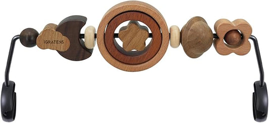 iGRATENS Baby Bjorn Bouncer Toy Bar - Toy Bar for Baby Bouncer Soft & Bliss, Easy to Attach and Remove, 360°Rotating Natural Wooden Toys, Exciting Design for Curious Babies, Circular Natural Wood