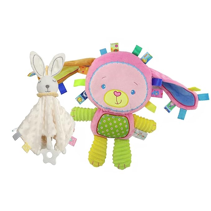 Lovey Bunny for Babies Soft Plush Tags Toy Stuffed Animal Security Blanket, Great Shower Gift for Newborn New Mom