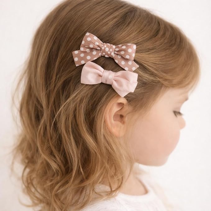 Baby Hair Clips Set, 10PCS Soft Fabric Hair Accessories for Toddlers, Mini Hair Bows for Daily Wear, School, Parties, Birthday Gifts (Pink)