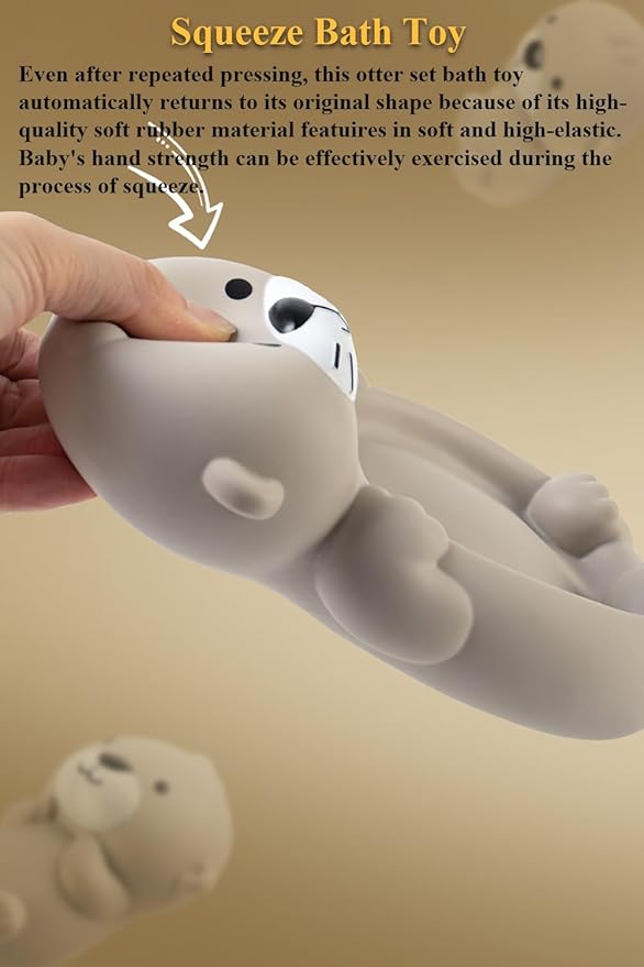 Otter Bath Toy Set, Child-Mother Otter Playset Tub Toy, 1 Mother Otter and 3 Baby Otters Water Toy Bathtub Otter Toy Set Otters Family Floating Toy for Babies