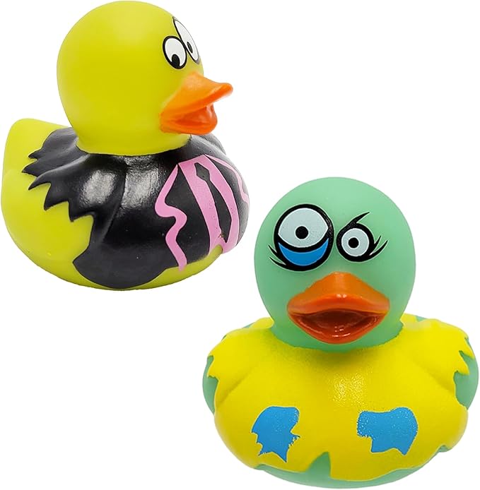 6-Pack Halloween Zombie Rubber Duck Toy Duckies for Kids, Bath, Birthday Baby Showers Summer Beach and Pool Activity, 2 Inches
