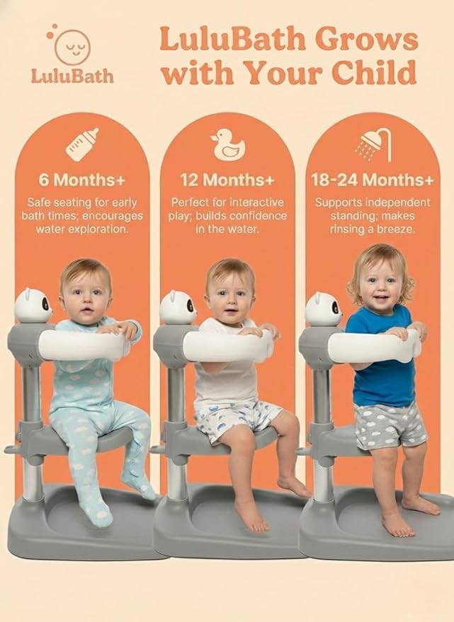 Baby Shower Stand with Built-in Seat | Baby Bath Stand Height-Adjustable Washing Stand for Toddlers | Soporte para Bañera con Asiento