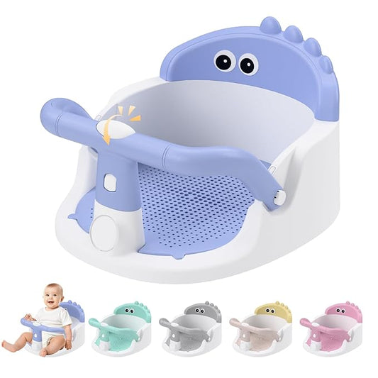 Baby Bath Seat for Babies 6 Months & Up Sitting Up | 360° Stable Toddler Bath Chair with One-Touch Button | Baby Bath Tub Seat with Suction Cups | Open Design, Compact, Detachable, Non-Slip(Blue)