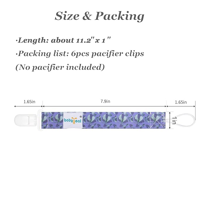 babygoal Floral Pacifier Clips, 6 Pack Binky Paci Holder Leashes Fits for Most Baby Pacifiers and Binkies