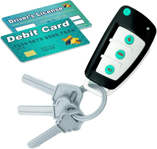Remote Car Key Toy with Light and Sounds, Car Key Playset, Pretend Play Keys with Cards for Boys and Girls, Travel Toys for Toddlers, Babies
