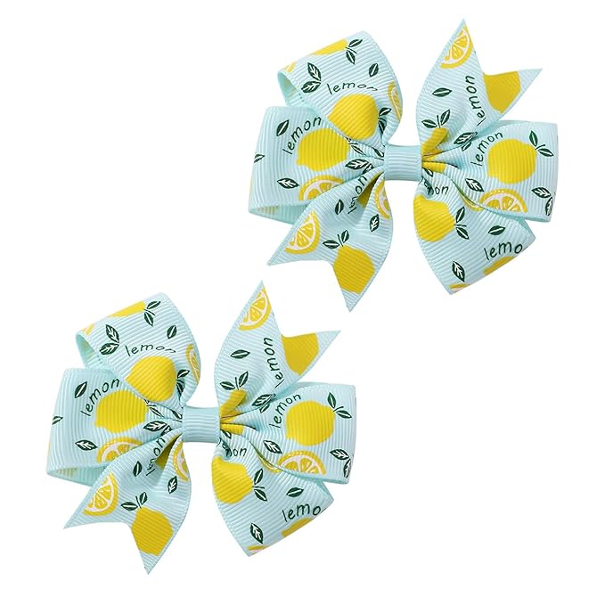 Lemon Bow Clips Baby Girls Fruits Bowknot Pin Kids Girls Yellow Lemon Hair Bow Clips BBG97 (Set-A)