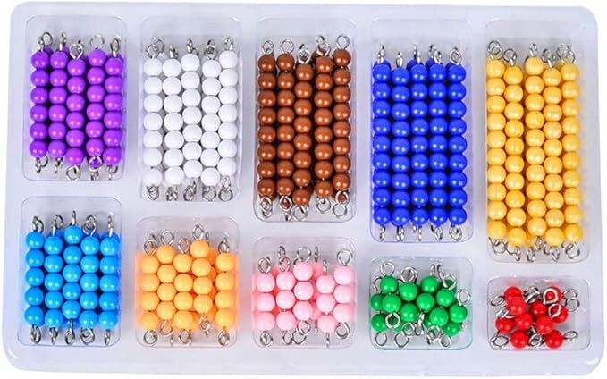 Kghios Montessori Math Toys Material for Toddlers 10 Sets of Colord Bead Chains 1-10 for Early Preschool Learning Toy,1-10 Numeral Cognition Toy