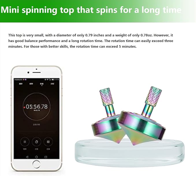 Stainless Steel Spinning Top, Precision Mini Desktop Gyroscope, Kill Time Reduce Stress ADHD Toys, Perfect Balance Gyro (Iridescent Style 1)