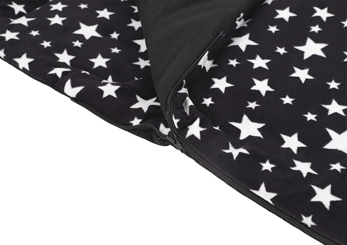 RUIXIA Winter Warm Thick Fleece Baby Stroller Sleeping Bag Detachable Universal Waterproof Toddlers Bunting Double Zipper Closure Footmuff Newborn Infants Swaddle Blanket Pram Wrap (Black Star)BAG910