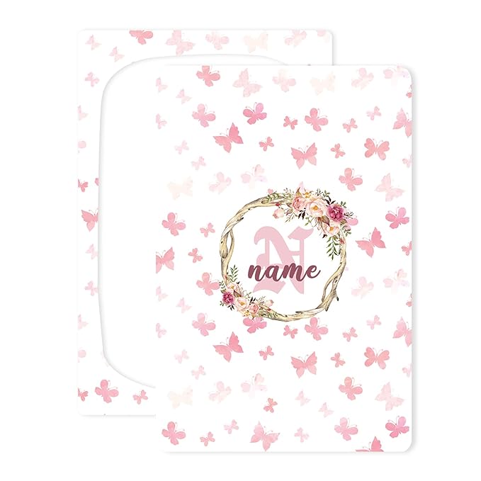 Personalized Butterfly Pattern Baby Car Seat Covers for Girls, Customized Carseat Cover with Name, Infant Stroller Canopy Carrier Cover, Nursing Cover Breastfeeding Scarf for Newborn Babies