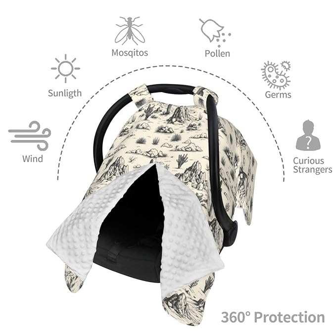 Western Cactus Landscape Print Baby Car Seat Covers, Breathable Nursing Cover Breastfeeding Cover, Stroller Covers, Baby Boys Girls Newborn Essentials, Multi-use Infant Carseat Canopy