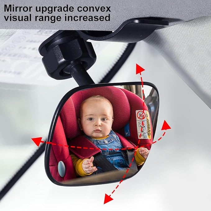 Biqing Baby Rear View Mirror, 360 ° Adjustable Rear View Mirror to Monitor Baby Keep Baby in View, Baby Rear View Mirror With Clip Use for Car Visor