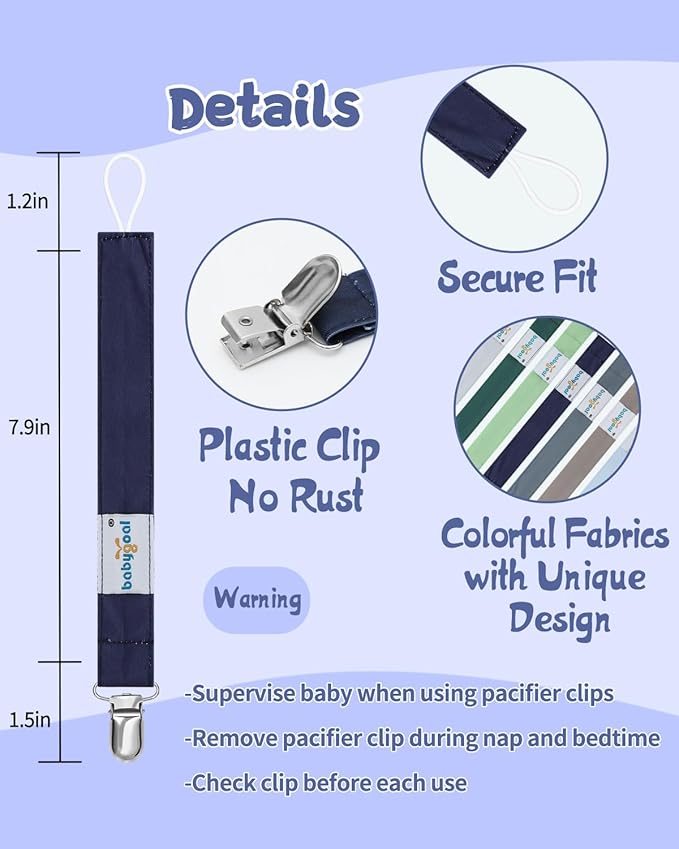 babygoal Baby Neutral Pacifier Clips, 8 Pack Binky Paci Holder Clip for Babies Boys and Girls Fits Most Pacifiers and Binkies