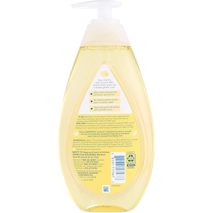 Johnsons Baby Head-To-Toe Wash & Shampoo 16.9 Ounce Pump (500ml) (6 Pack)