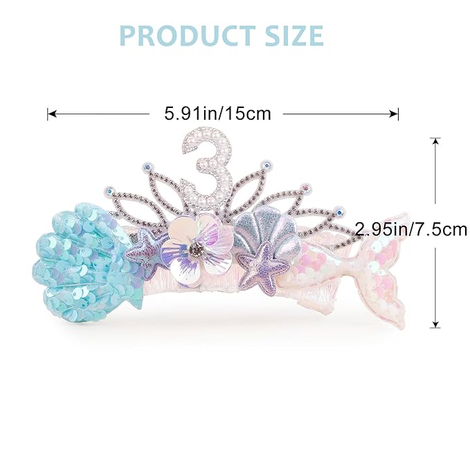 cherrboll Baby Girl Birthday Crown Floral Headband, Soft Flower Head Wrap Tiara Hairband for 1-3 Years Old Toddlers Kids 3rd Birthday Party Dress Photo Decoration