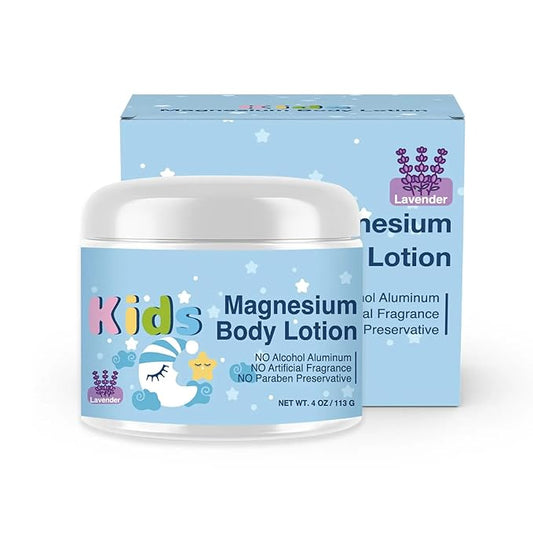 Kids Magnesium Body Lotion with Lavender, Natural Sleep Aid, Magnesium Cream Skin Care, 4 oz