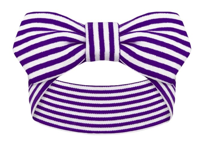 Creative Knitwear Holy Cross Crusaders Infant Girls Purple/White Striped Hair Knot Headband Embroidered Logo - Size Newborn - 4T