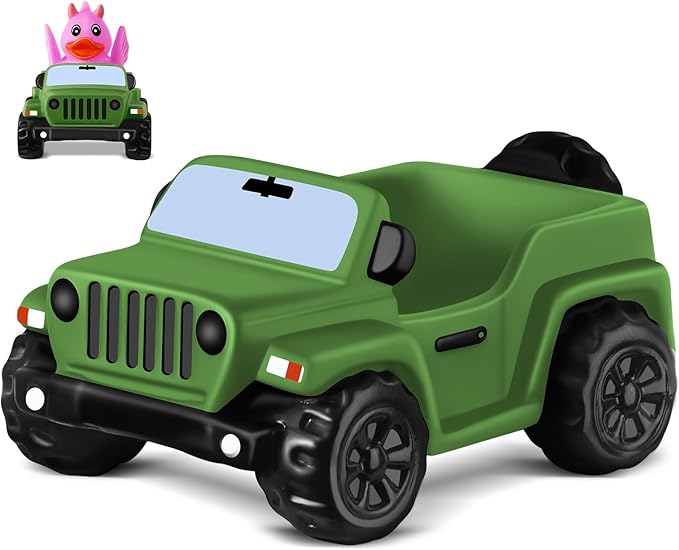 3.5 Inch Dark Green Car Toy Match Most 2 in Rubber Ducks, Ducks for Jeeps, Vehicle Toys for Car Dashboard Decorations Accessory Rubber Duck Collection, Easter Basket Stuffers for Kids Party Favors