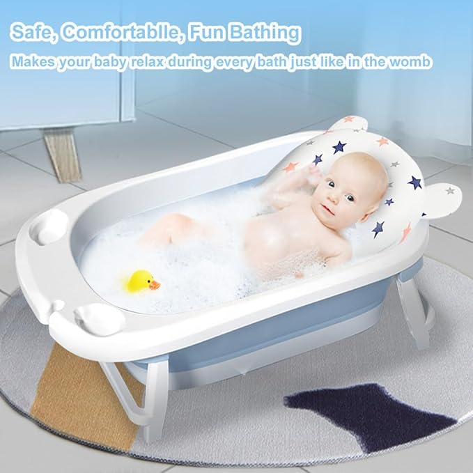 Baby Bath Suspension Prevent Slip Pad, Soft Quick Dry Lightweight Baby Bath Cushion Pad, Newborn Bathtub Mat Infant Bath Supporter Nonslip Floating Bathing Tub Seat for Assisted Sitting (White)