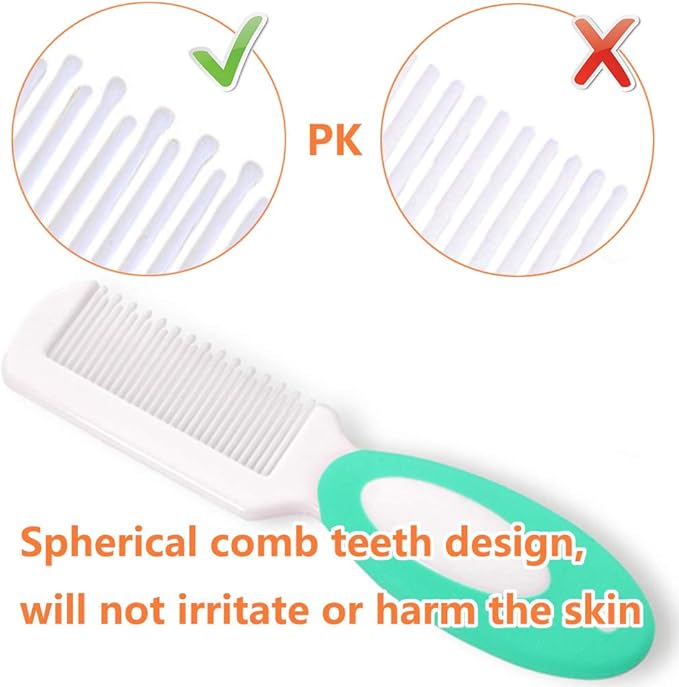 Baby Hair Brush and Comb Set for Newborns & Toddlers | Natural Soft Goat Bristles | Ideal for Cradle Cap | Perfect Baby Registry Gift (Green)