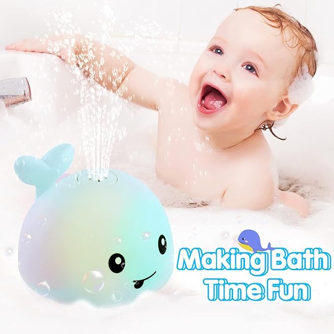 Gigilli Baby Bath Toys, Bath Toys for Kids Ages 1-3, 1 2 3 Year Boy Girl, Easter Basket Stuffers Baby 6-12-18 Months, Light Up Whale Bath Toy Sprinkler Toddler Birthday Bathtub Fountain Pool Water Toy