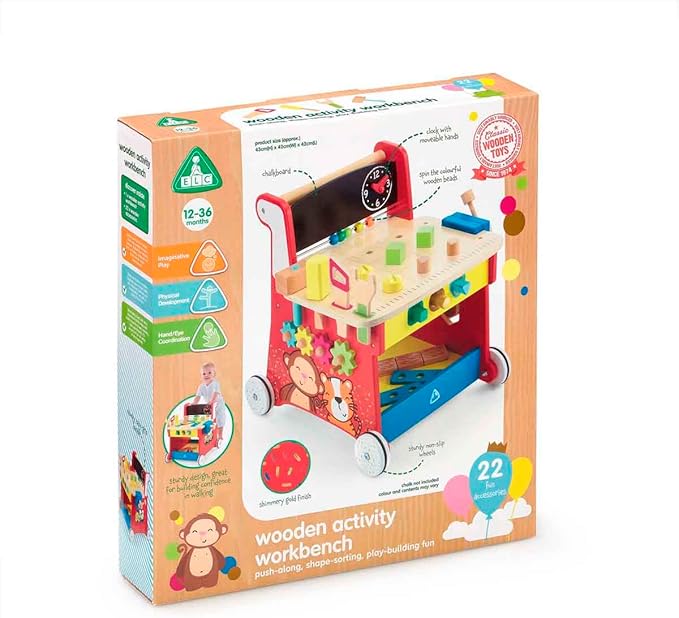 Early Learning Centre Wooden Activity Workbench, Imaginative Play, Hand Eye Coordination, Physical Development, Kids Toys for Ages 12 Month, Amazon Exclusive