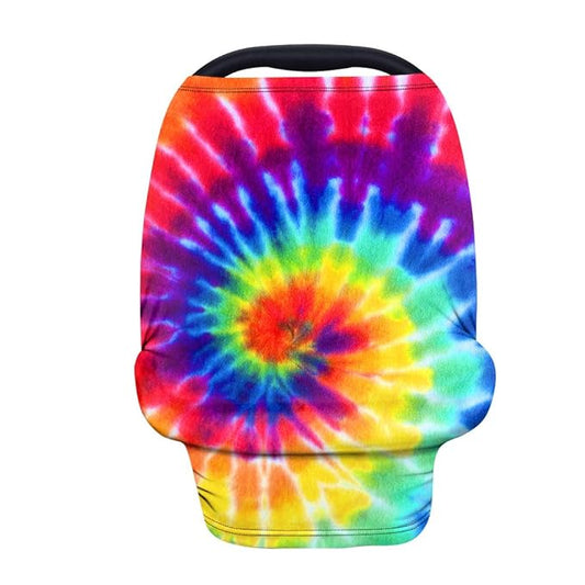 JEOCODY Colorful Tie Dye Pattern Nursing Cover Breastfeeding Girls Boys Car Seat Cover Full Coverage Privacy for Toddler Child