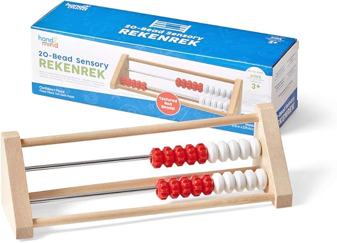 hand2mind 20-Bead Wooden Sensory Rekenrek Abacus, Abacus for Kids Math, Wooden Counting Math Manipulatives, Bead Counters for Kids Math, Learn Counting and Numbers, Homeschool Supplies (Set of 1)