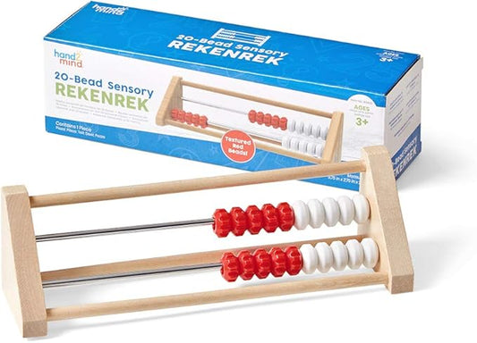 hand2mind 20-Bead Wooden Sensory Rekenrek Abacus, Abacus for Kids Math, Wooden Counting Math Manipulatives, Bead Counters for Kids Math, Learn Counting and Numbers, Homeschool Supplies (Set of 1)