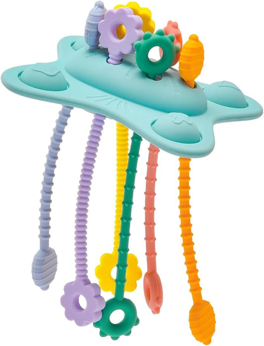 Silicone Montessori Sensory Toys for Babies 18 Months,Pull String Activity Toy, Early Educational Fine Motor Skills Toy for Toddlers,Car Seat Airplane Travel Toys