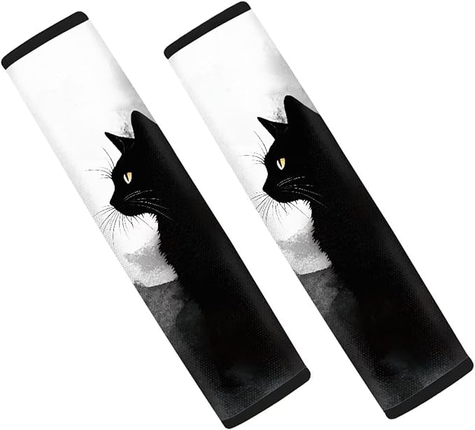 Car Seat Belt Pads Black Cat Automotive Seat Belt Pads Seat Belt Neck Protector Seat Belt Shoulder Pads Car Seat Belt Cover 2 Pack Seat Belt Cover Auto Seat Belt Cover Seatbelt Shoulder Pad
