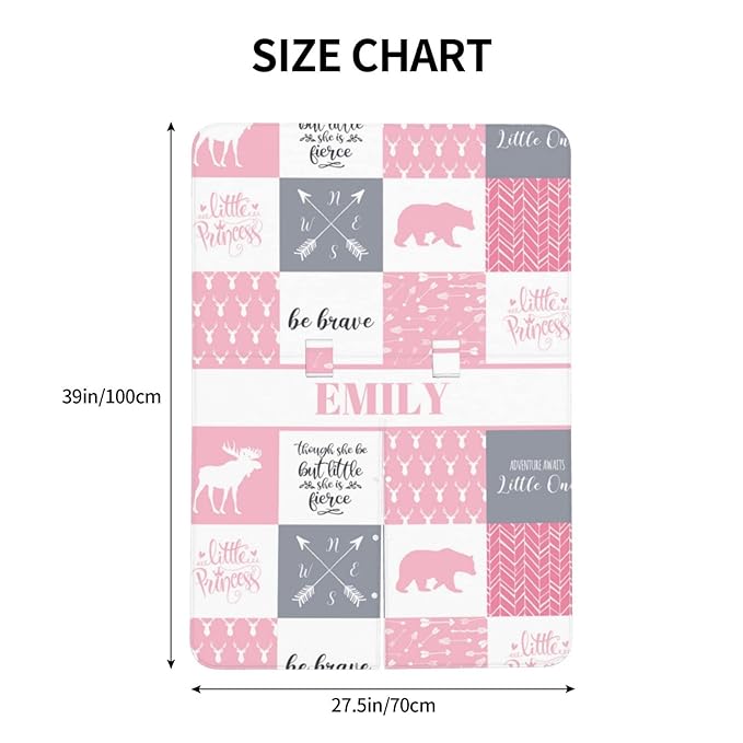 Personalized Baby Car Seat Canopy for Babies, Custom Name Car Seat Covers for Girls, Opening Minky Nursing Breastfeeding Cover for Infant, Carseat Canopies for Newborn (Woodland Deer Bear Pink)