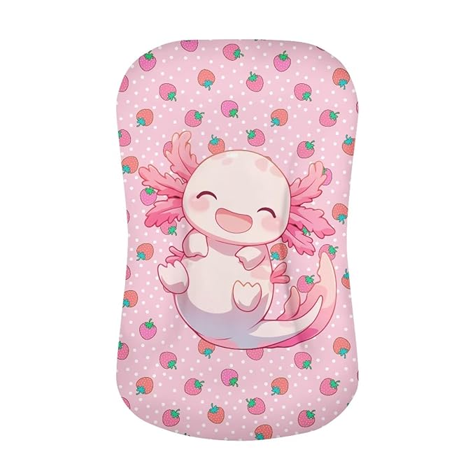 Strawberry Axolotl Baby Lounger Covers Soft Lounger Pillow Cover for Newborn Infant Co Sleeping Baby Nest Slipcover 31.5'' x 21.3'' for Home Travel