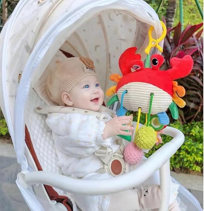 Car Seat & Stroller Toys for Babies 0-12 Months, Crab Infant Stroller Hanging Toys for Boys Girls