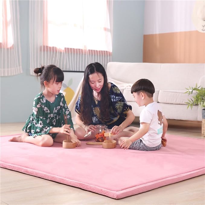 Play Crawling mat for Nursery Baby, Extra Soft Activity Floor Mat for Kids Playroom Bedroom- Blue checkered-150 * 180cm