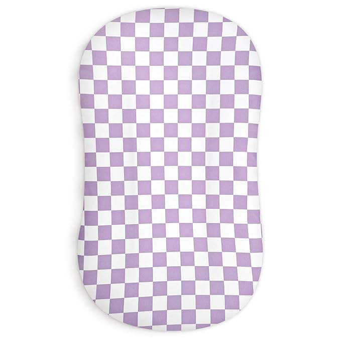 DILIMI Baby Lounger Cover for Boys and Girls, Removable Cover Ultra Soft Comfortable Lounger Slipcover, Purple Checkered (Lounger not Included)