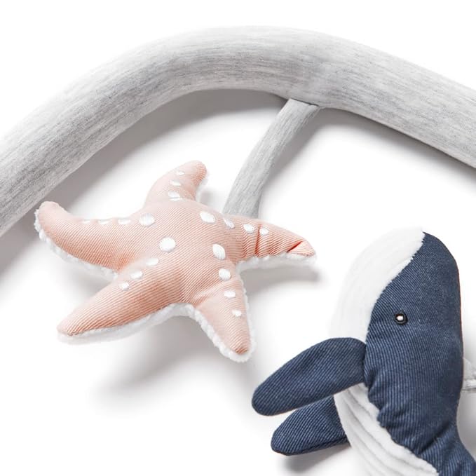 Ergobaby Evolve Bouncer Toy Bar Accessory for Infant and Toddler Play, Compatible with Ergobaby Evolve Baby Bouncer, Ocean Animals Design - Ocean Wonders Light Grey