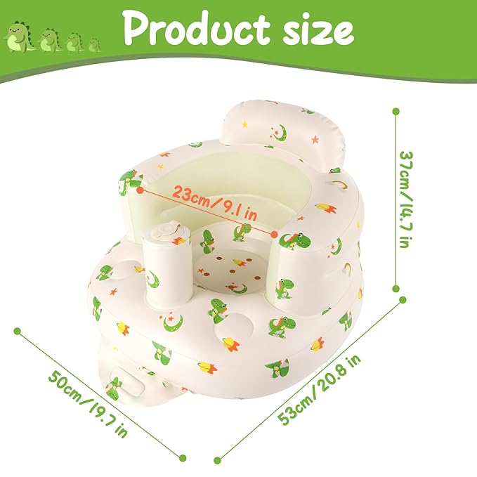 TDTOK Inflatable Baby Seat for Baby 3 Months Up, Portable Sit Me Up Floor Seat with Built in Air Pump Inflatable Chair with Back Support ﻿