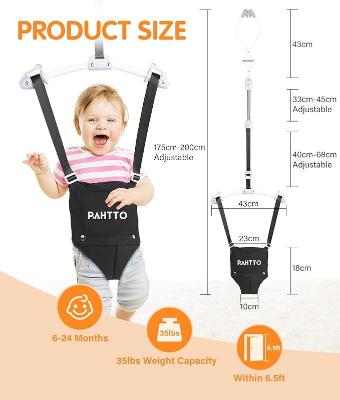 PAHTTO Baby Door Jumper with Soft Rug, Durable Toddler Bouncer with Adjustable Height-Funny Baby Walking Harness, Protable Baby Doorway Jumper for Indoor/Outdoor