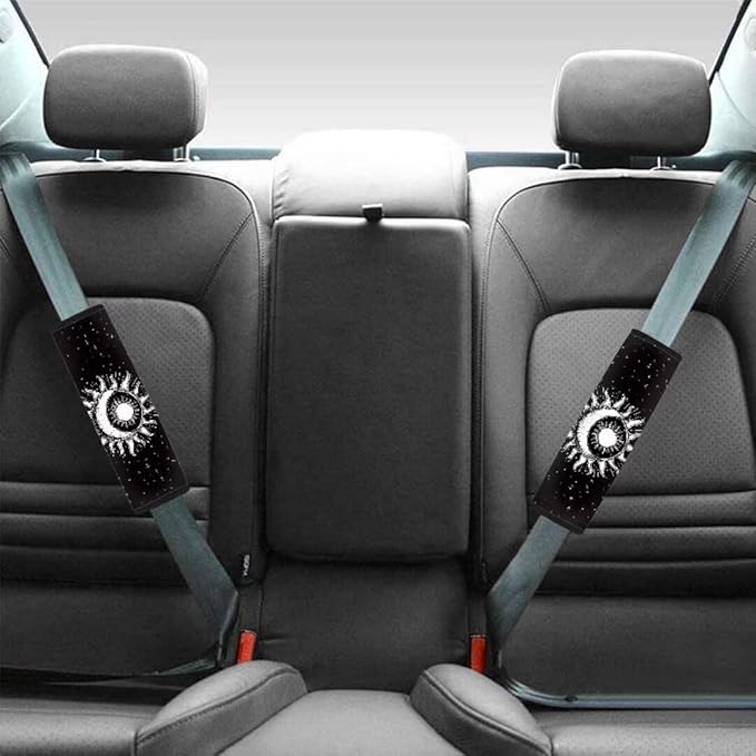 Sun Moon Print Seat Belt Cover for Women Soft Car Seat Belt Pad Cover for Adults Kids 2 Packs Universal Size