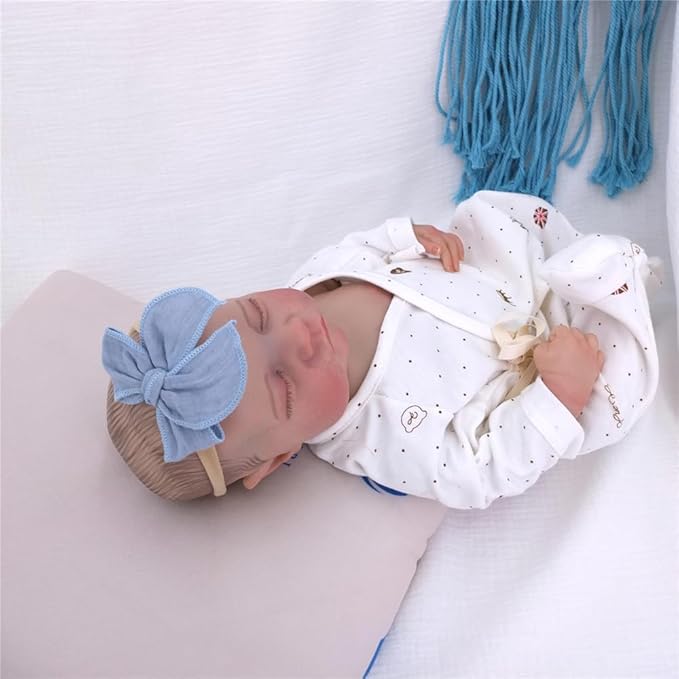 Sugarmelon Original Cotton Gauze Headband for Newborn Toddler Infant Baby Girl Kids Muslin Cotton Hair Bow Headbands Turban Elastic Hair Bands (6 pcs Bow Nylon Headband)