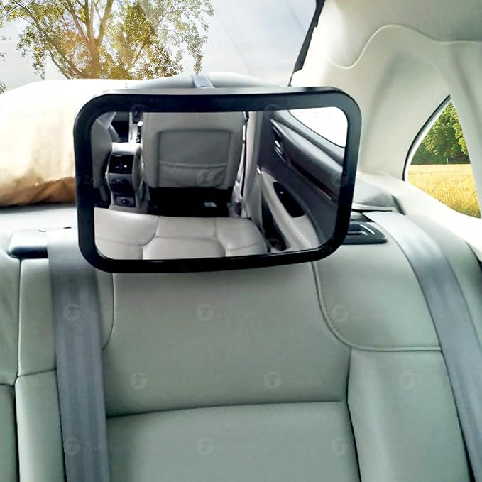 Car Baby Rear View Auto Dimming Mirror by Zone Tech - Premium Quality Large Adjustable Infant Child Mirror for Safety and Security