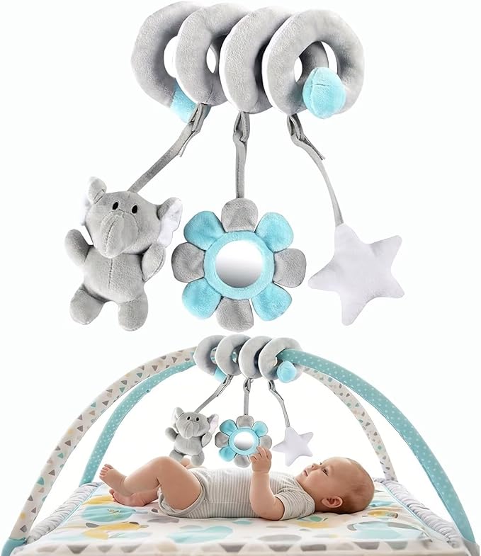 Multi-Use Baby Spiral Activity Toy – Spiral carseat Toy for Car Seat, Stroller,Play Gym, Keeps Baby Quiet, Easy Travel Solution