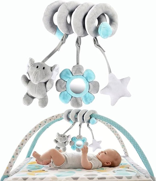 Multi-Use Baby Spiral Activity Toy – Spiral carseat Toy for Car Seat, Stroller,Play Gym, Keeps Baby Quiet, Easy Travel Solution