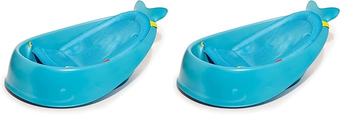 Skip Hop Baby Bath Tub, 3-Stage Smart Sling Tub, Moby, Blue (Pack of 2)