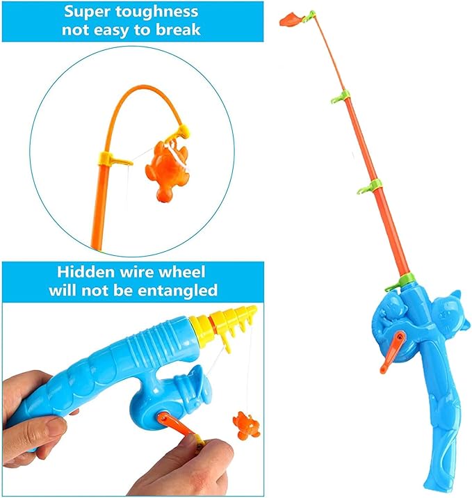 6 Pieces Fishing Rod Magnetic Fishing Game Educational Learning Toys 3 Colors Plastic Floating Fish Toddler Color Ocean Sea Animals for Children and Adult Magnetic Fishing Rod Game