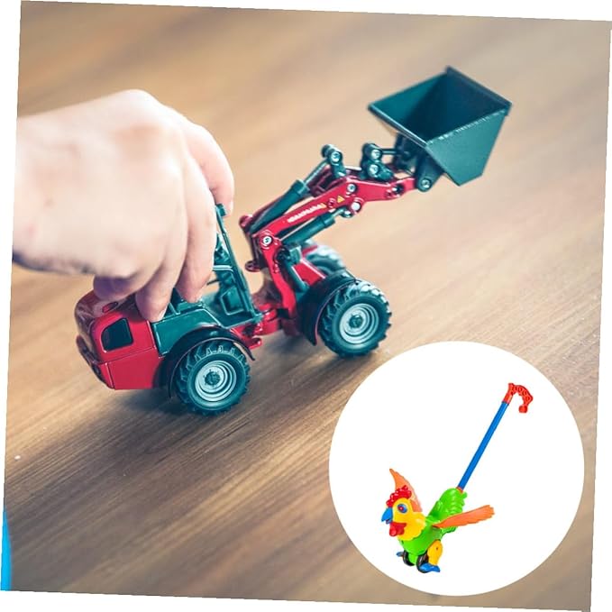 SUPVOX Push and Pull Rooster Walker for Detachable Handle Learning Cart Early Educational Animal Plaything for Walking Development and Observation Skills Safe Plastic Design Random Color