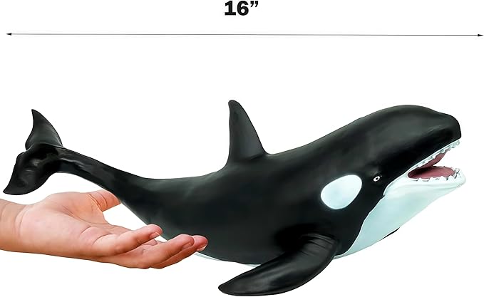 Gemini&Genius Shark Killer Whale Action Figure, Sea Animal Orca Blackfish, Soft Rubber Ocean Shark - 16 Inches Length - Great for Kids Bath Swimming, Beach Toys, Perfect Cake Toppers